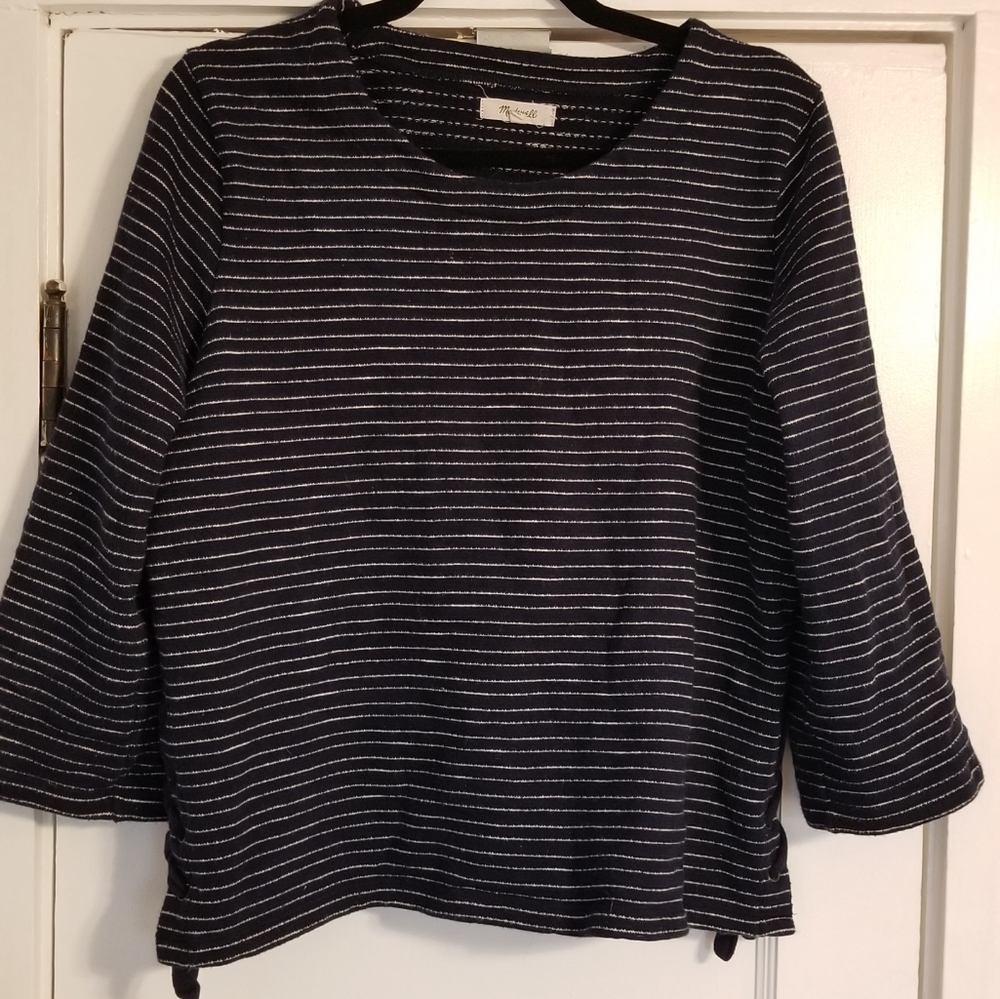 Madewell 3/4 sleeve Navy Striped Sweater